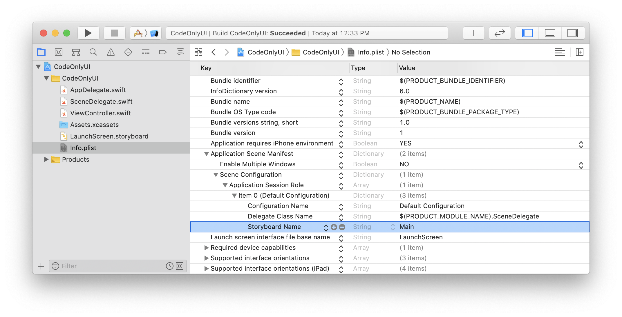 Info.plist Scene Manifest Key